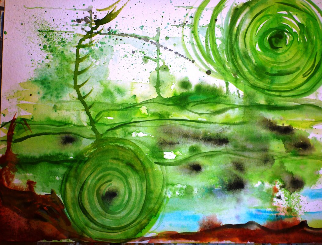 Aquarell - Wasserwelt im tiefen Ozean