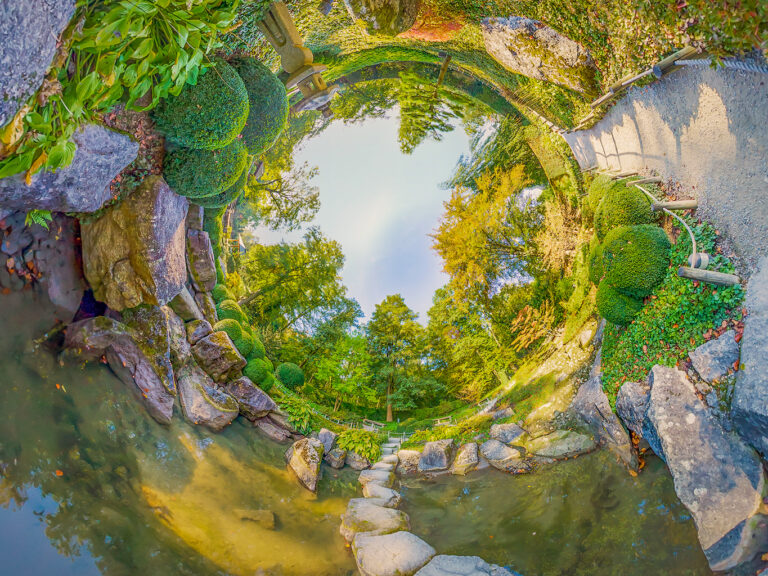 Grünes Elfenreich, sonnendurchflutet unter blauem Himmel